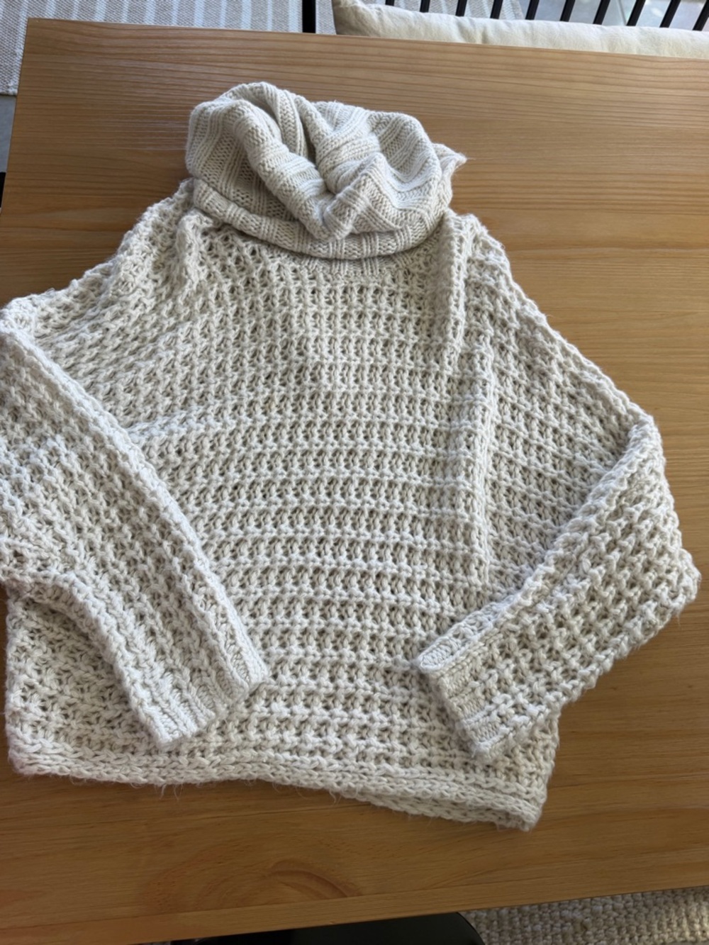 Express Cream Chunky Knit Turtleneck Sweater